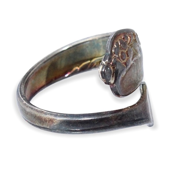 Vintage Oneida Community Sterling Silver Plated Spoon Ring Size 8 Wrap Bypass - Picture 2 of 4